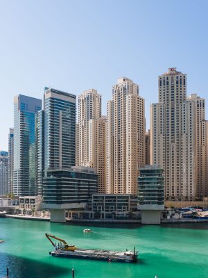 DUBAI, UAE - DECEMBER 22: Dubai Marina, on December 22, 2012, Dubai, UAE. In the city of artificial channel length of 3 kilometers along the Persian Gulf.
